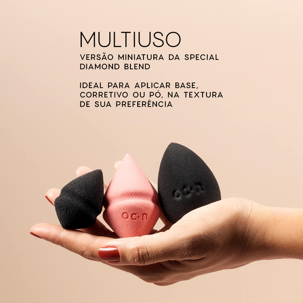 Kit Esponja de Maquiagem Mini Drop + Mini Powder Puff + Mini Píncéis