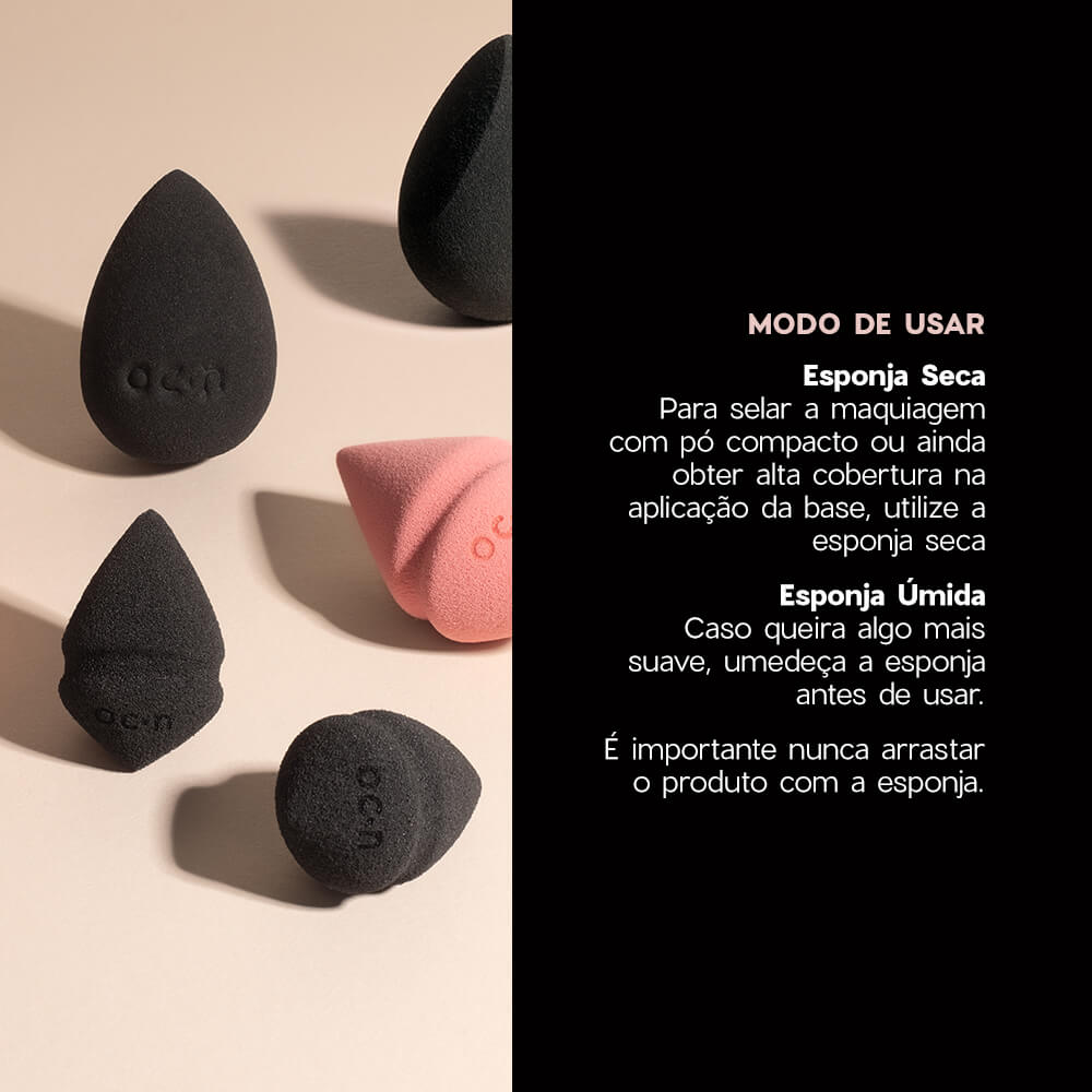 Kit Esponja de Maquiagem Mini Drop + Mini Powder Puff + Mini Píncéis