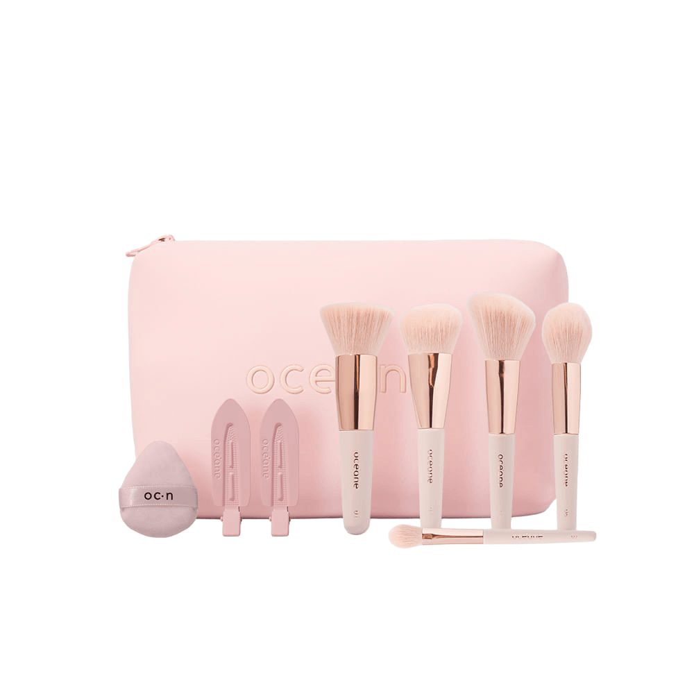 Kit Nécessaire Rosa Daily Makeup + Mini Pincéis Esponja de Maquiagem + Hair Clip