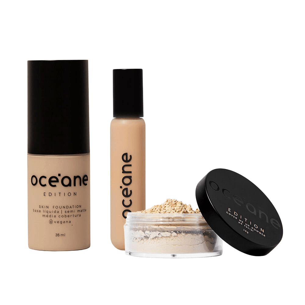 Kit Base Líquida 110L  Corretivo Líquido Fair + Pó Solto Océane Edition