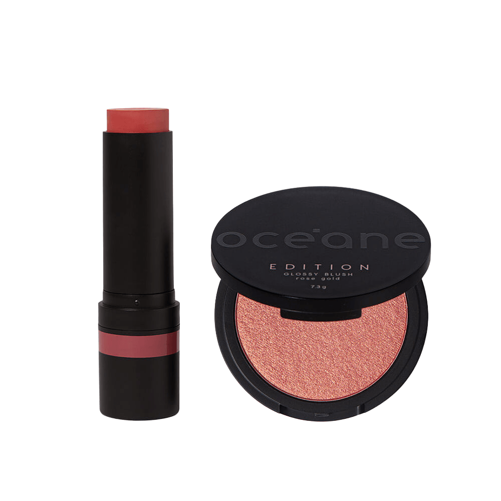 Kit Blush em Bastão Rosa + Blush Cintilante Océane Edition