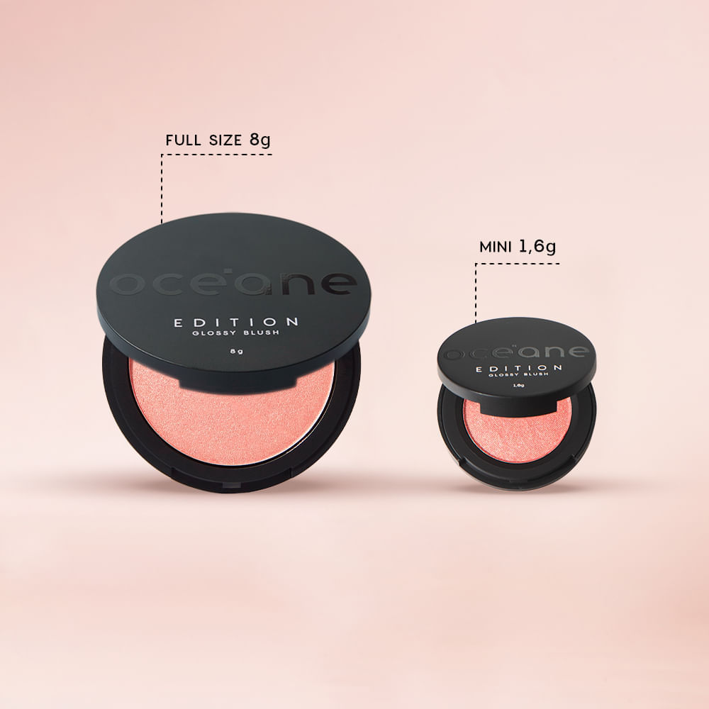 Kit Mini Blush Cintilante + Mini Batom Rosa Semi-Matte Océane Edition