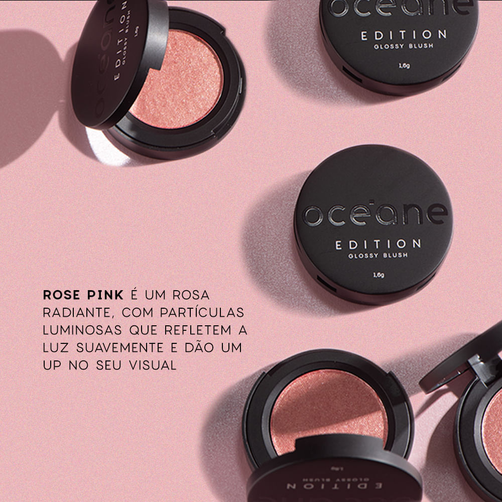 Kit Mini Blush Cintilante + Mini Batom Rosa Semi-Matte Océane Edition