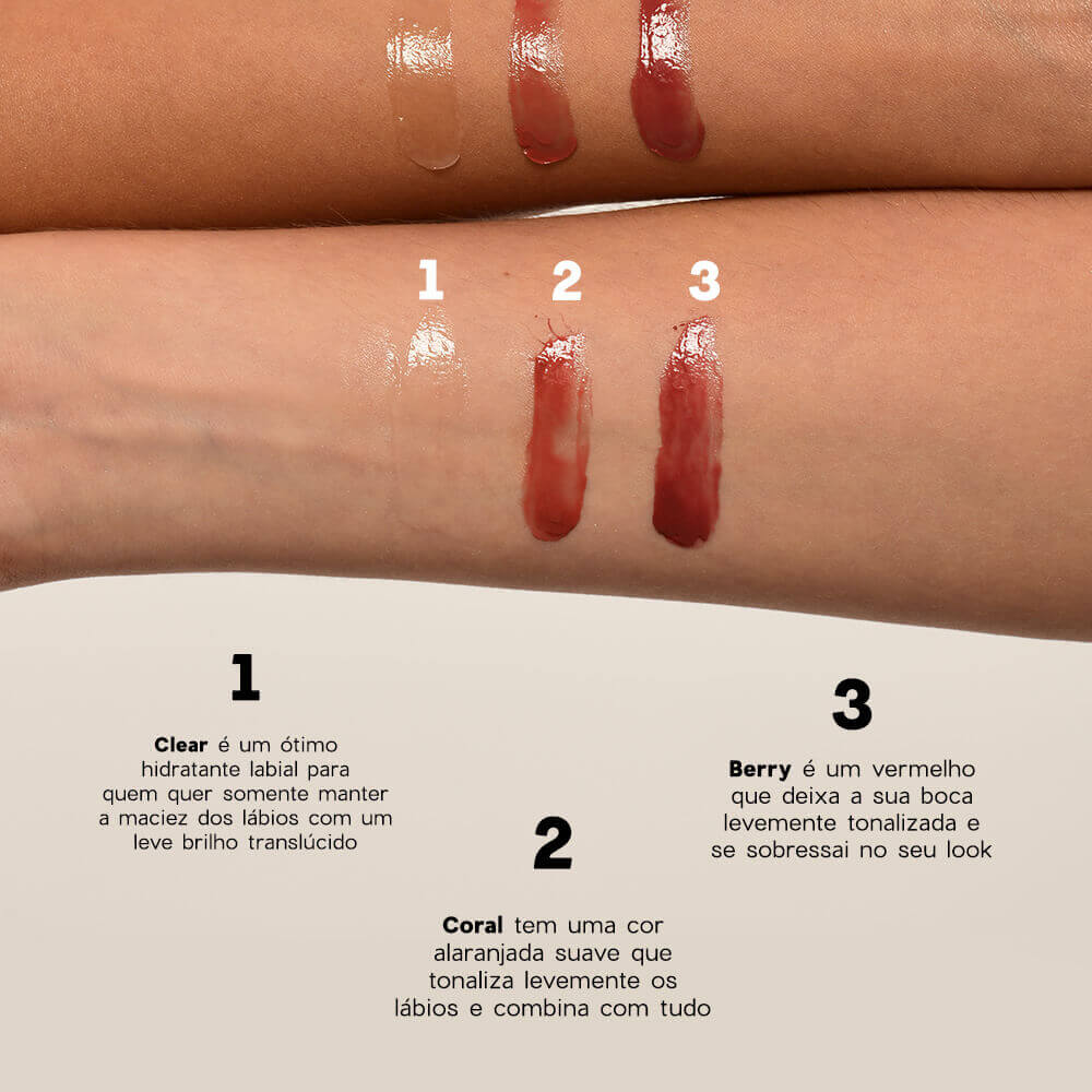 Kit Hidratante Labial Coral + Lip Oil Rosa + Nécessaire Neoprene Amarelo 4you