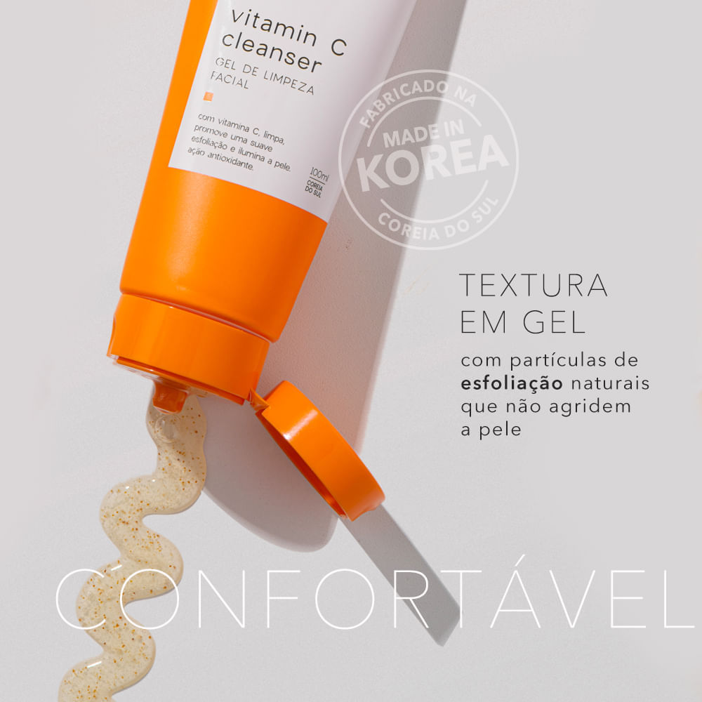 Kit Gel de Limpeza Vitamina C + Gel Facial + Sérum Facial Noturno