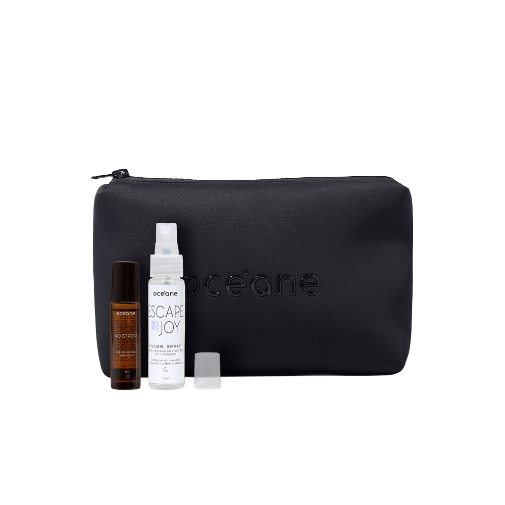 Kit Nécessaire Preto + Spray Relaxante Blend De Óleos Essenciais