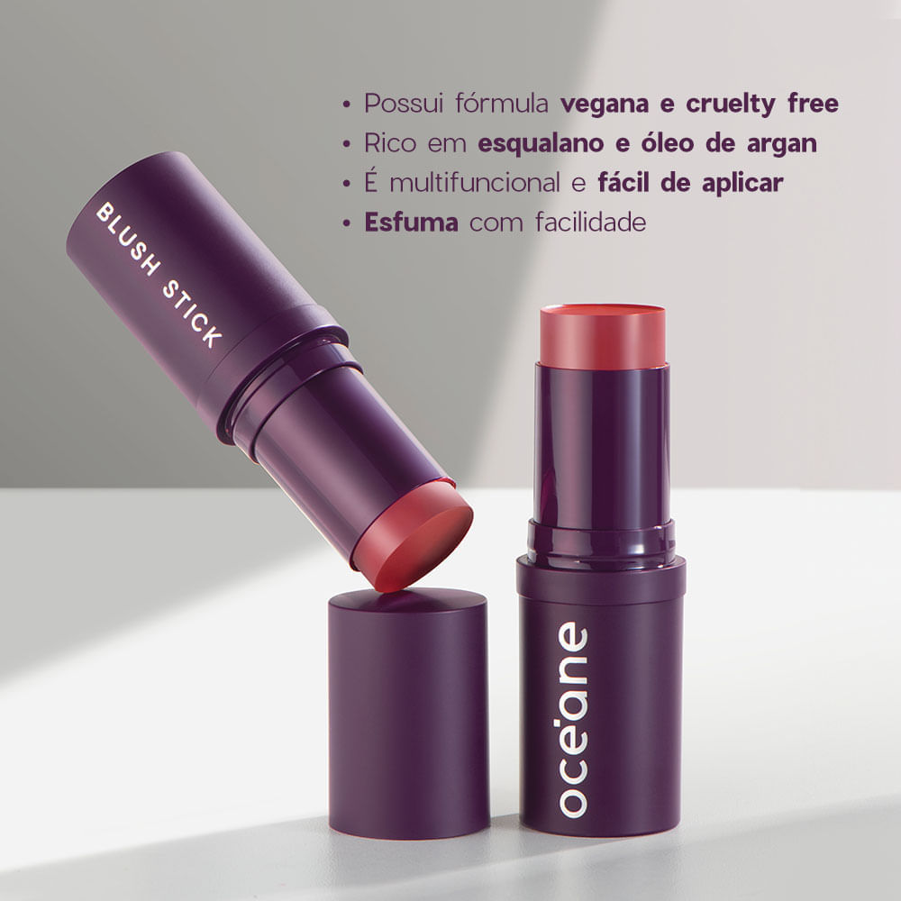 Kit Blush Stick Berry Kiss + Esponja de Maquiagem Sister Blend Roxa Océane Purple