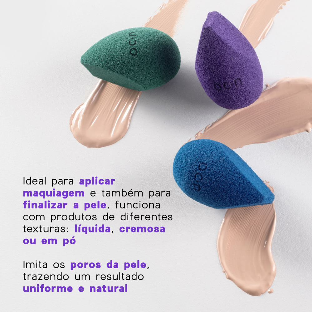 Kit Blush Stick Berry Kiss + Esponja de Maquiagem Sister Blend Roxa Océane Purple
