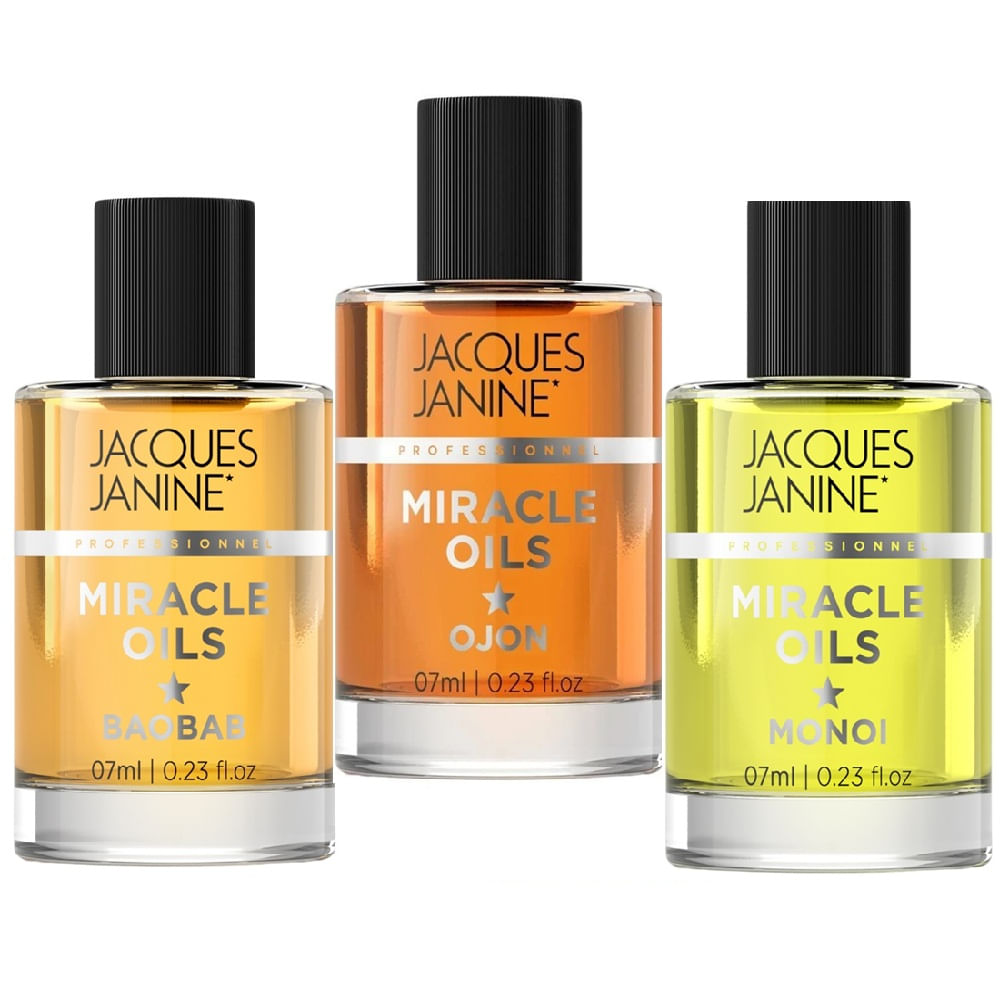 Kit 3 Óleos Miracle Baobab Ojon Monoi Jacques Janine 7ml