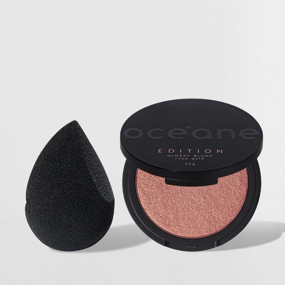 Kit Blush Cintilante + Esponja de Maquiagem Flat Drop Edition