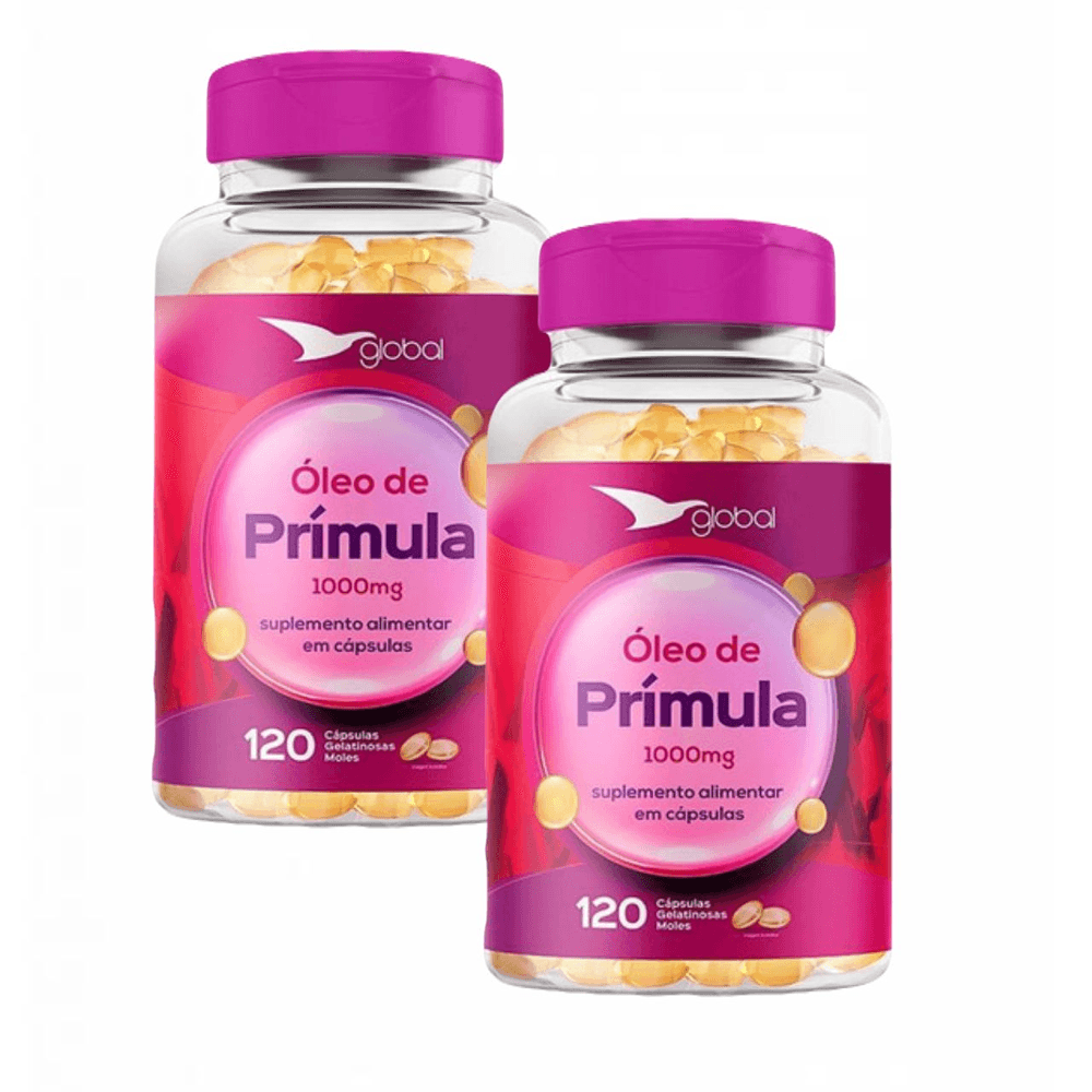 2x Óleo De Prímula Global Suplementos 120 Cápsulas
