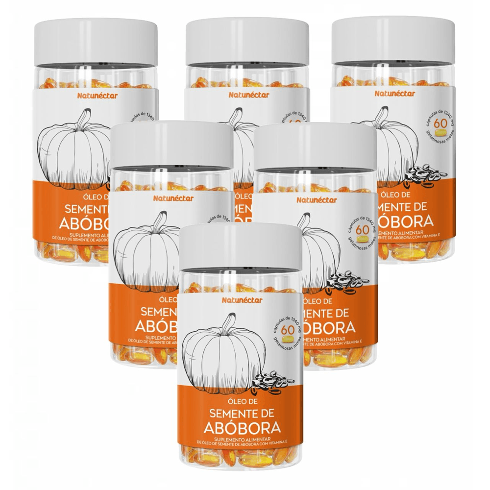 6x Óleo Semente De Abóbora Vitamina E 60 Cápsulas