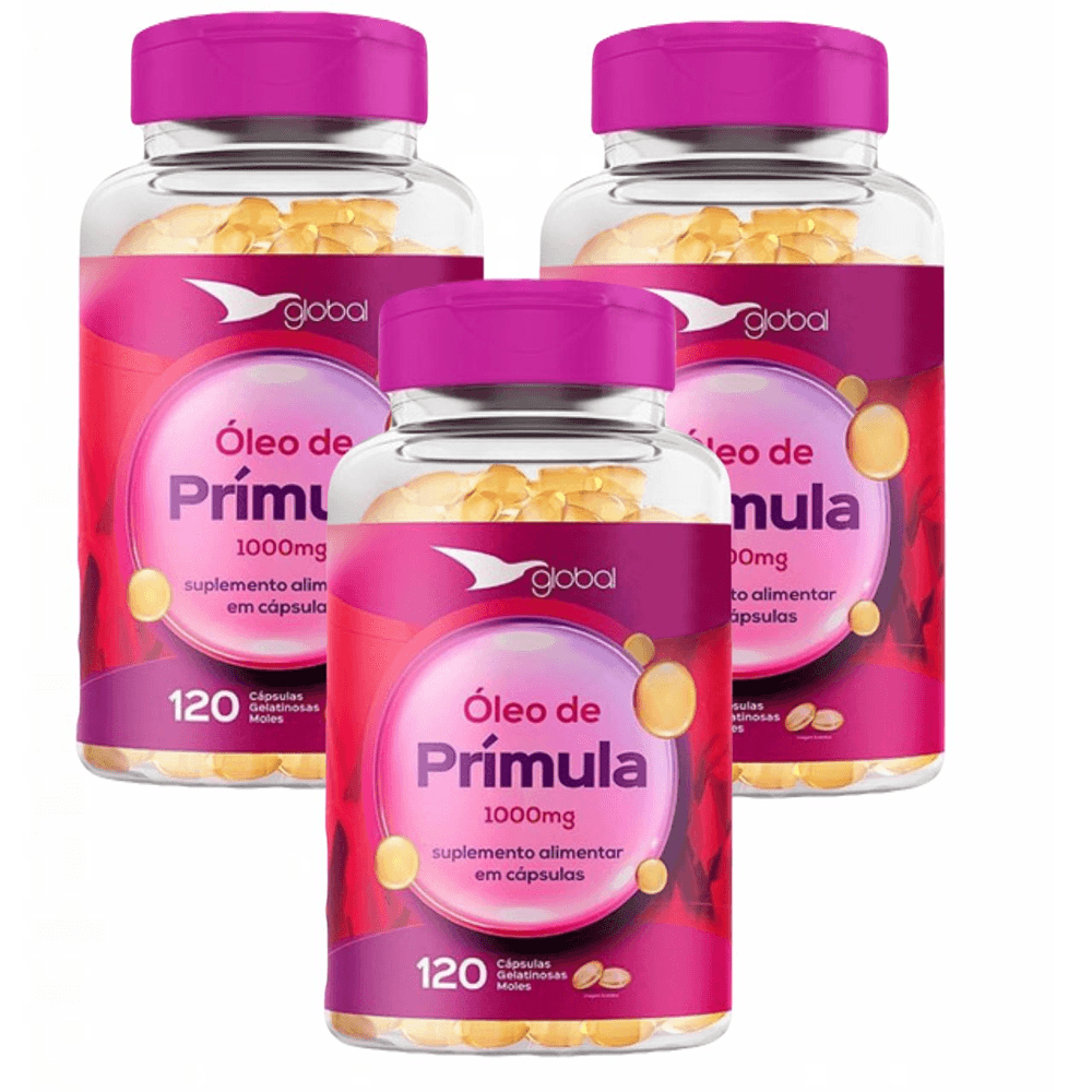3x Óleo De Prímula Global Suplementos 120 Cápsulas