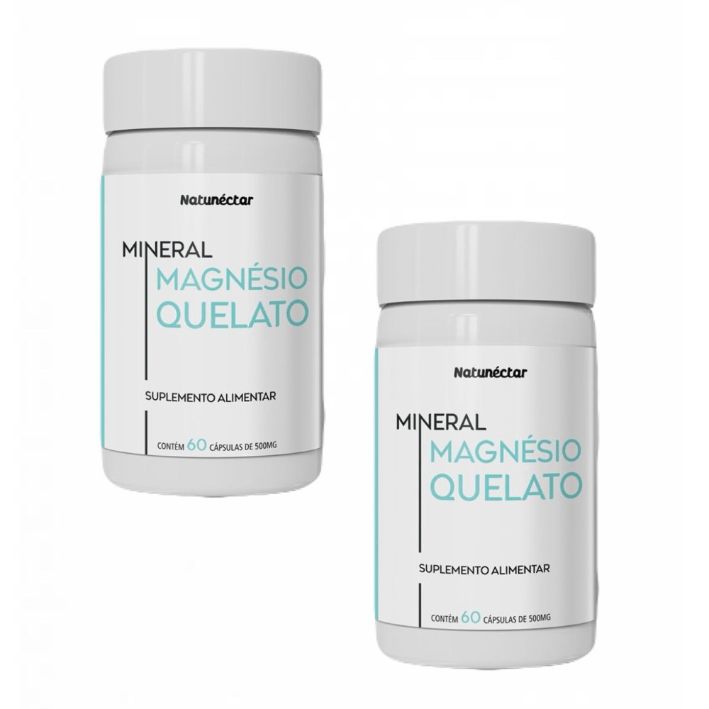 2x Magnésio Quelato Puro Suplemento Natunéctar 60 Cápsulas