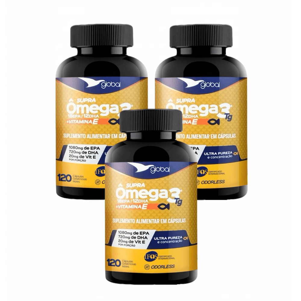 3x Supra Ômega 3 T.G 120 Cápsulas