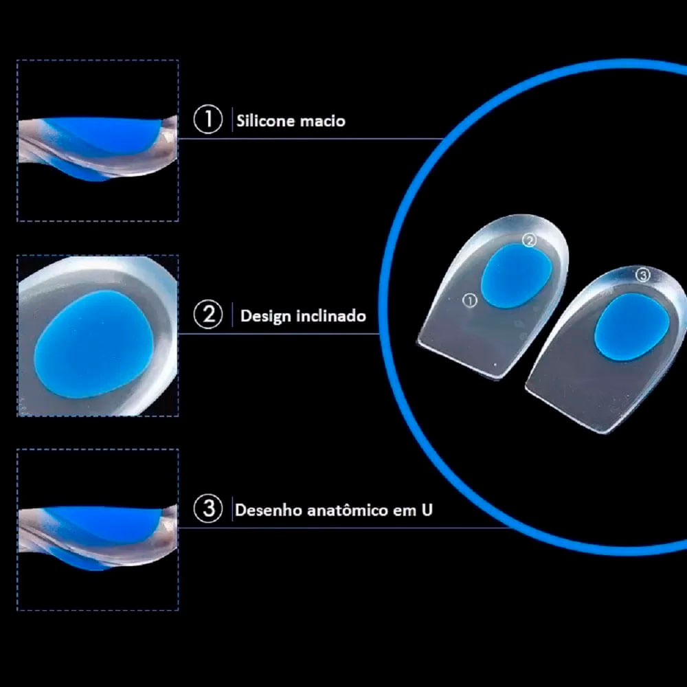 PALMILHA SILICONE  GEL SML ORTOPÉDICA CALCANHAR CALCANHEIRA Branco