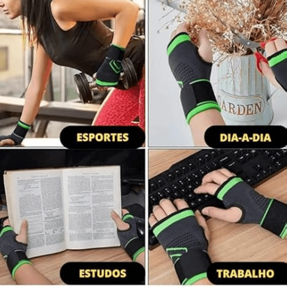 Kit 2 Munhequeira De Punho DK Elástica Ajustável Tendinite Órtese Alta Compressão Único Preto