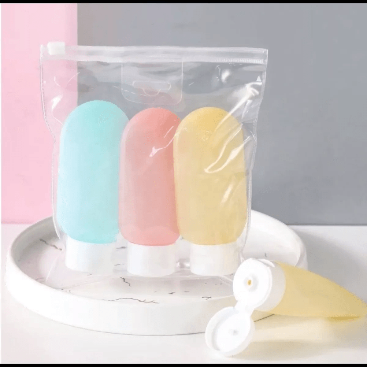 Kit Viagem 3 Frascos Porta Creme + Shampoo + Condicionador 60ml