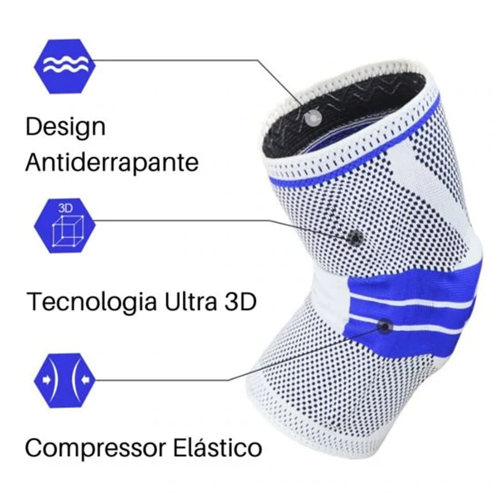 Joelheira Compressão Estabilizador Esportivo Silicone Gel