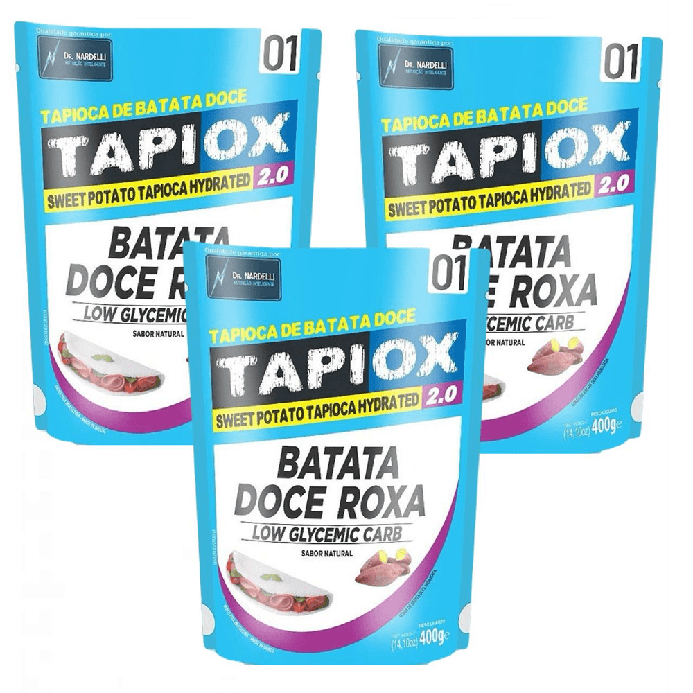 3x Tapioca Fit  Batata Doce Tapiox 2.0 Sem Glúten 400g