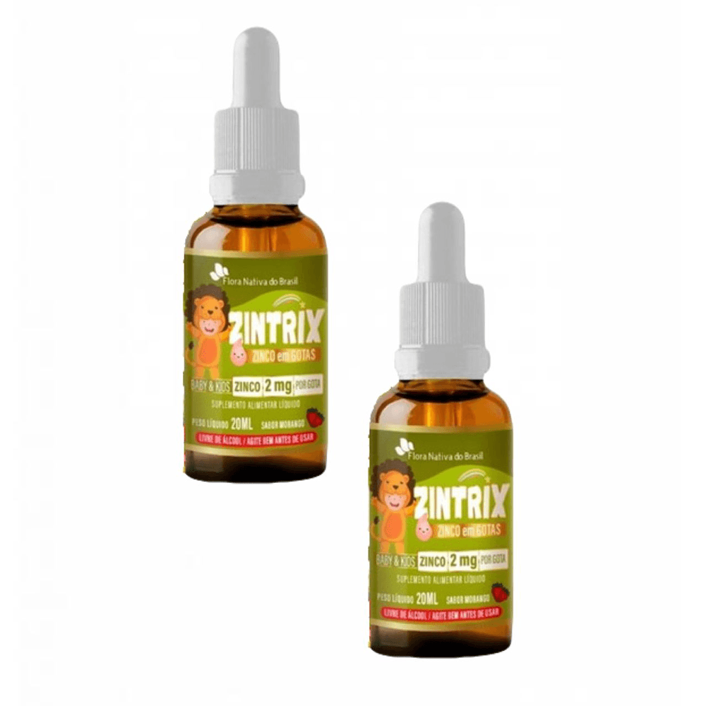 2x Zintrix Zinco Em Gotas Kids Flora Nativa Morango 20ml