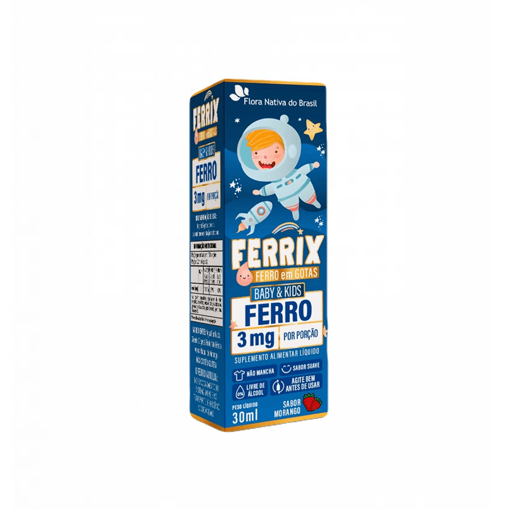 Ferrix Ferro Em Gotas Kids Flora Nativa Morango 30ml
