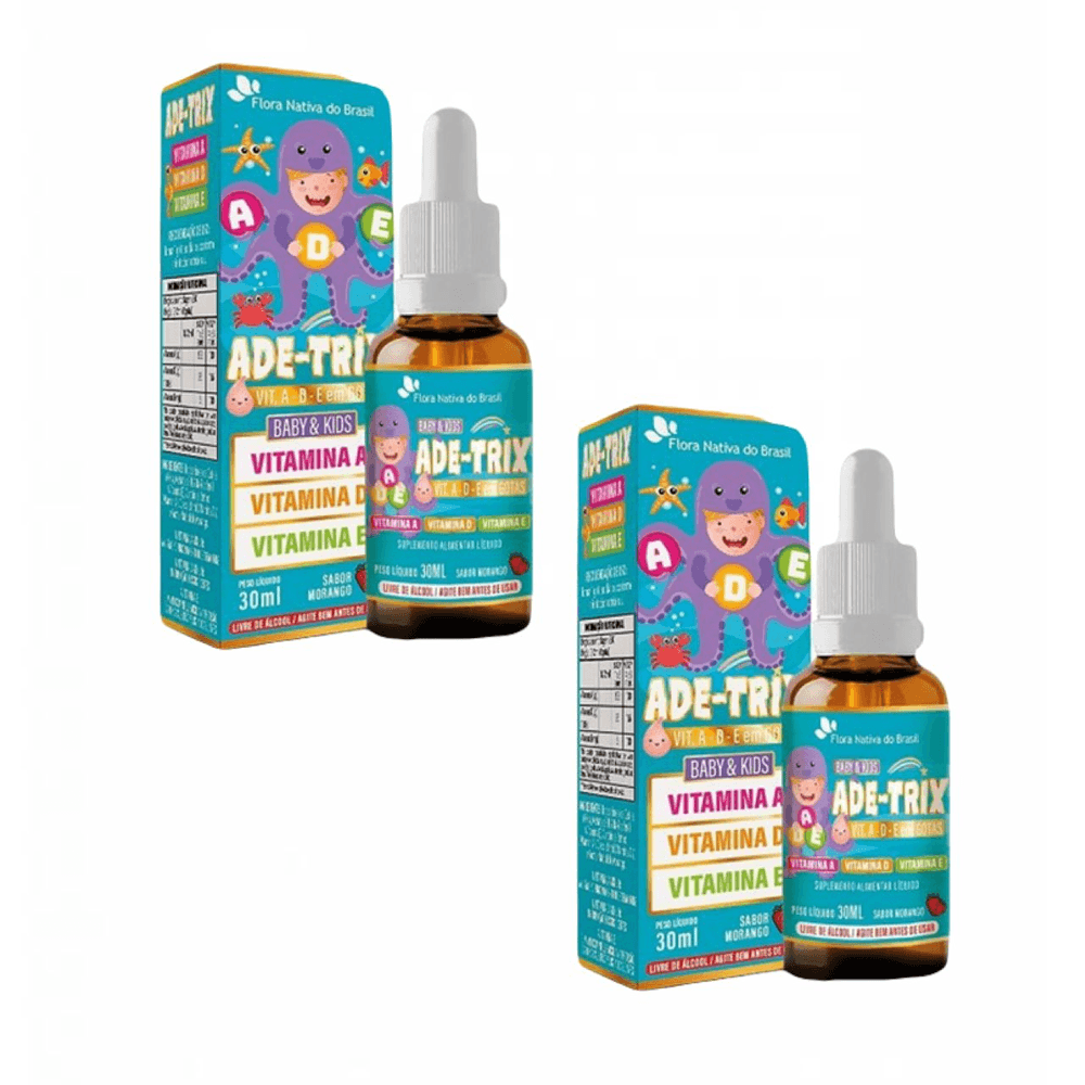 2x Ade Trix Kids Vitaminas A + D + E Sabor Morango 30ml