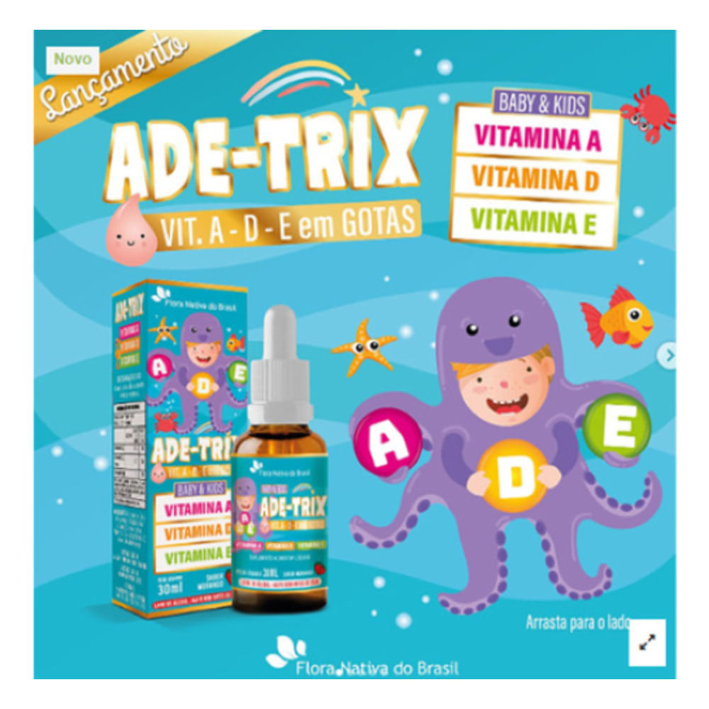 Ade Trix Kids Vitaminas A + D + E Sabor Morango 30ml