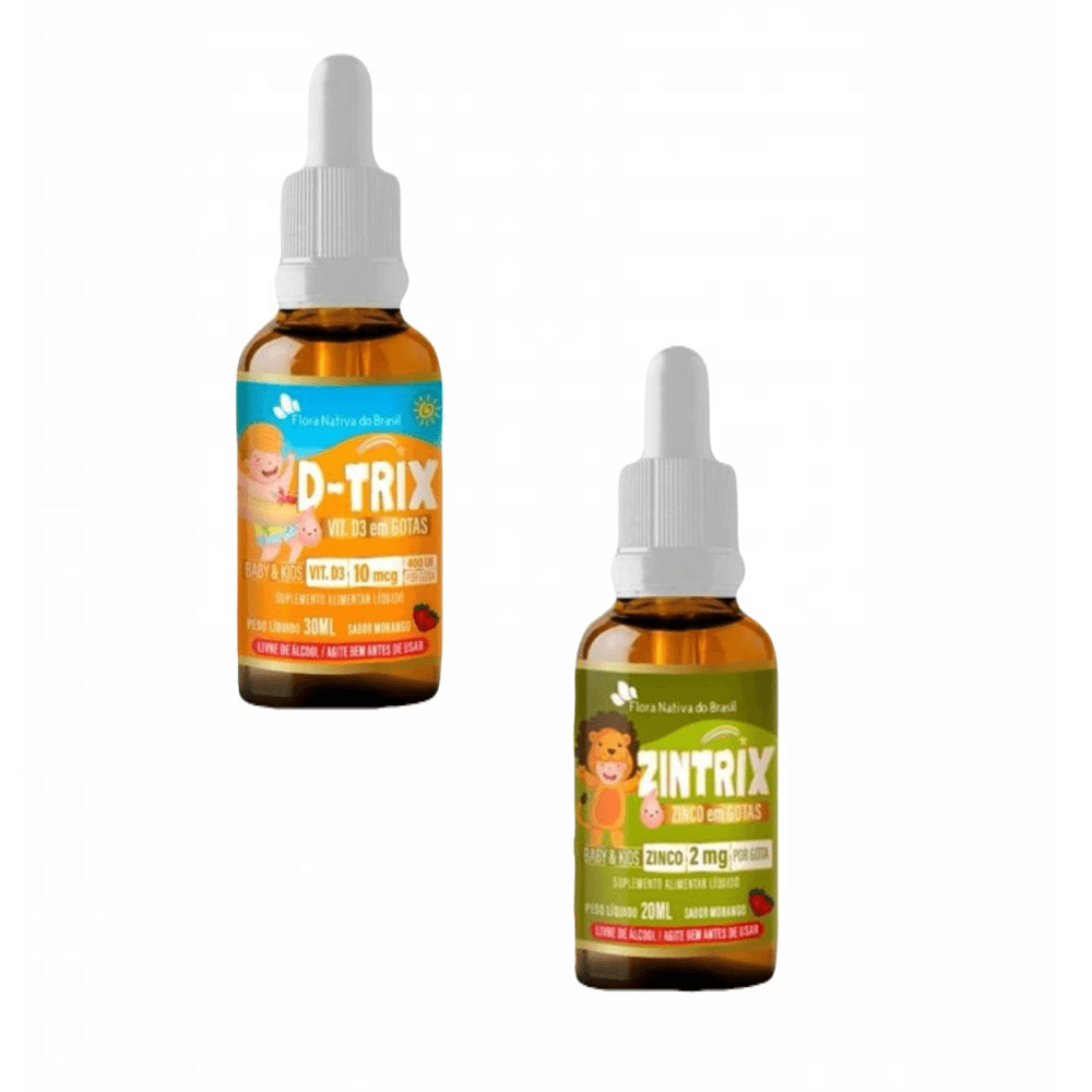 Kit D Trix Vitamina D3 + Zintrix Zinco Kids Flora Nativa