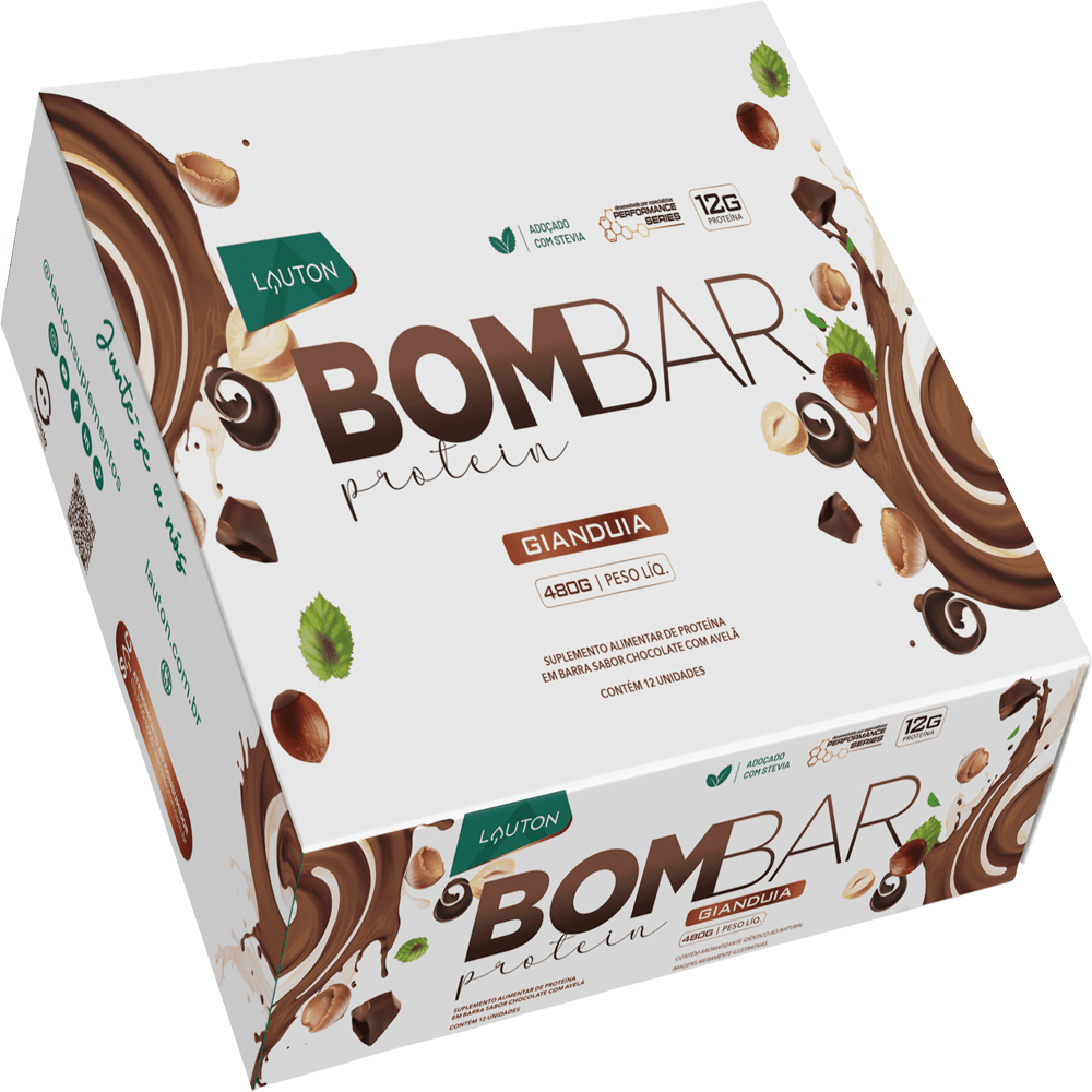 Bombar® Protein Barra De Proteína 40g Sabor Gianduia 12 Unidades Lauton Suplementos