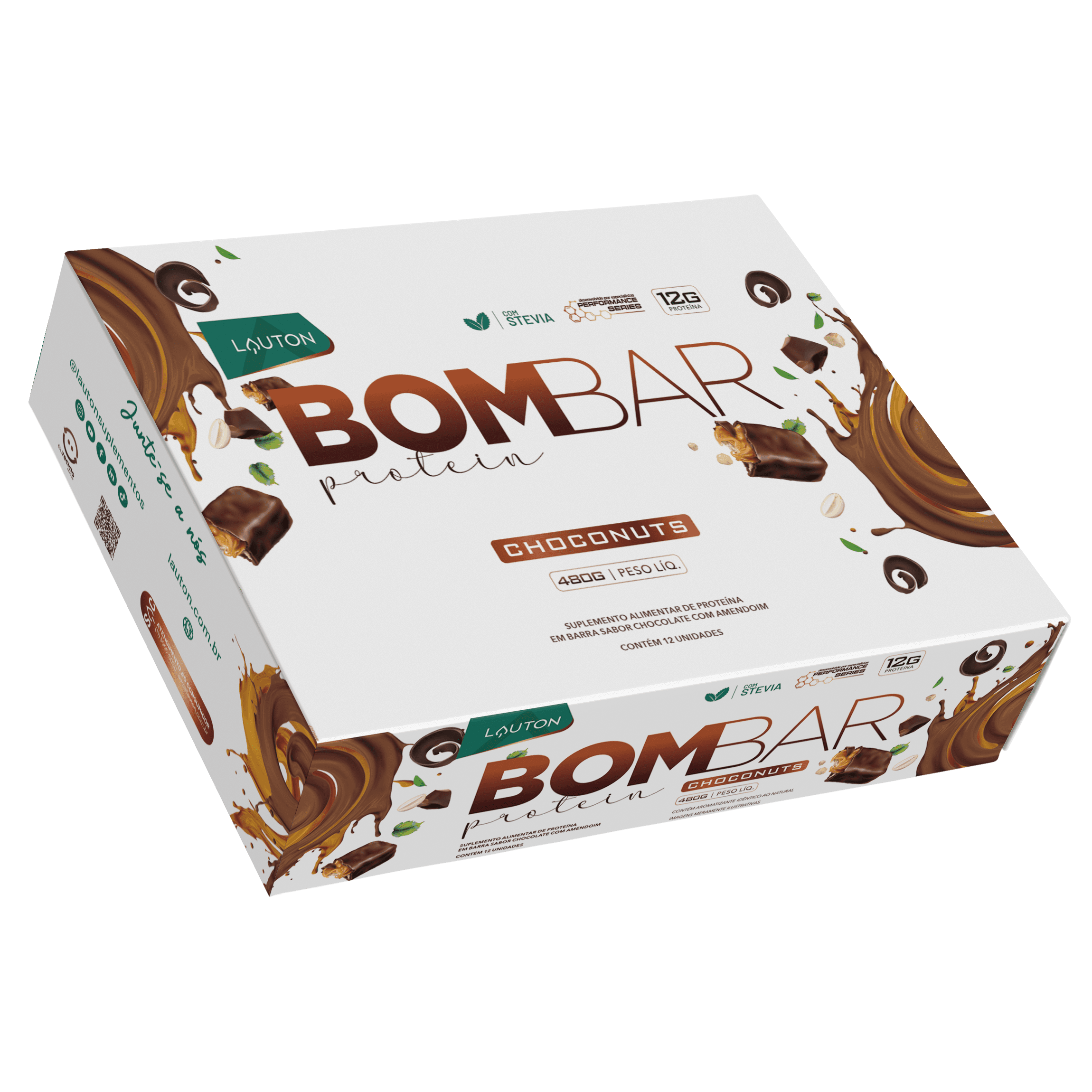 Bombar® Protein Barra De Proteína 40g Sabor Choconuts 12 Unidades Lauton Suplementos