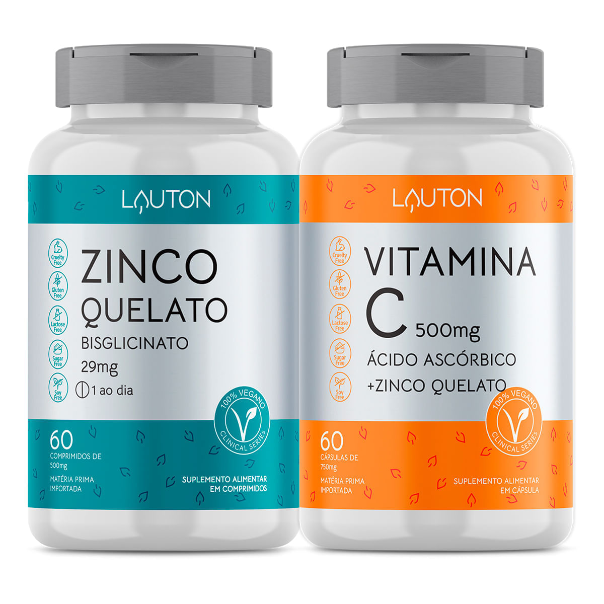 Kit Zinco Quelato + Vitamina C 500mg Lauton Nutrition