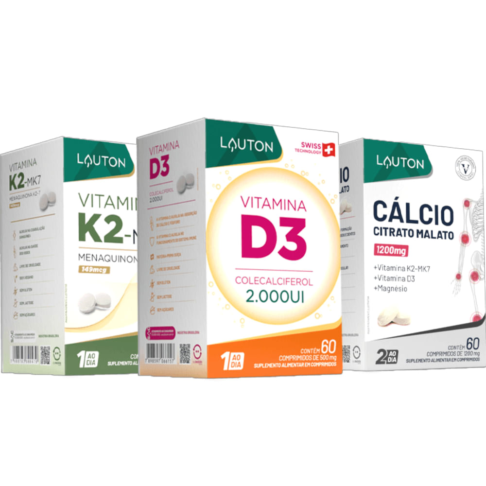 Kit Saúde Óssea K2 + D3 + Calcitrax