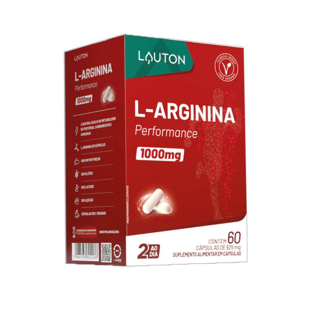 L-Arginina Plus 500mg 60 Cápsulas Lauton Nutrition