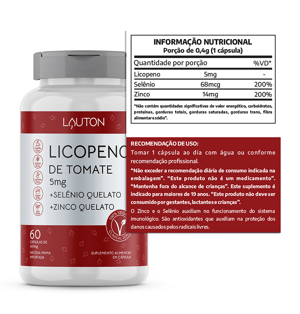 Licopeno de Tomate Lauton Nutrition 60 Cápsulas