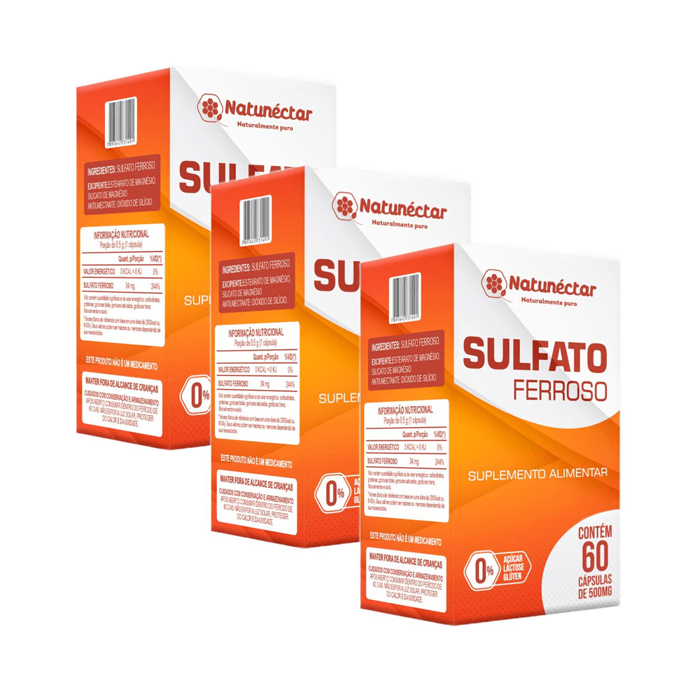 3x Sulfato Ferroso Natunéctar 60 Cápsulas