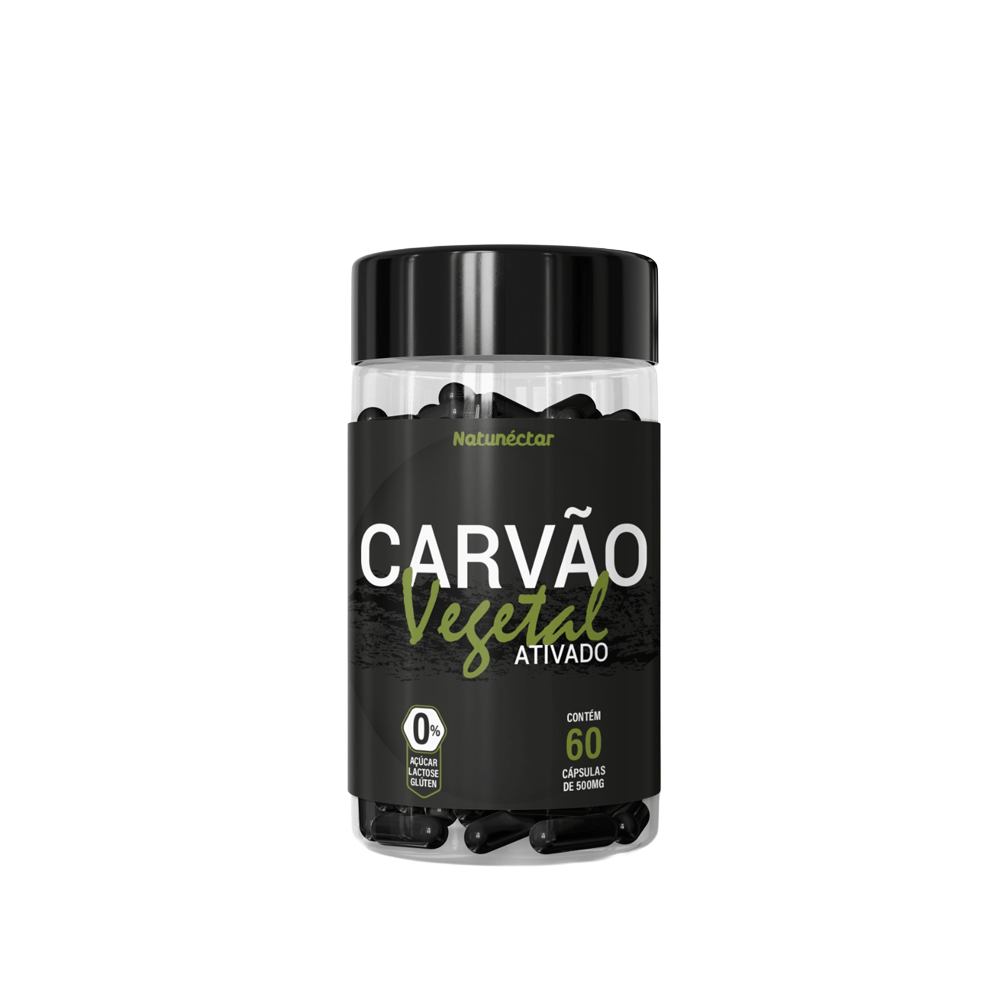 Carvão Vegetal Ativado Puro Natunéctar 60 Cápsulas