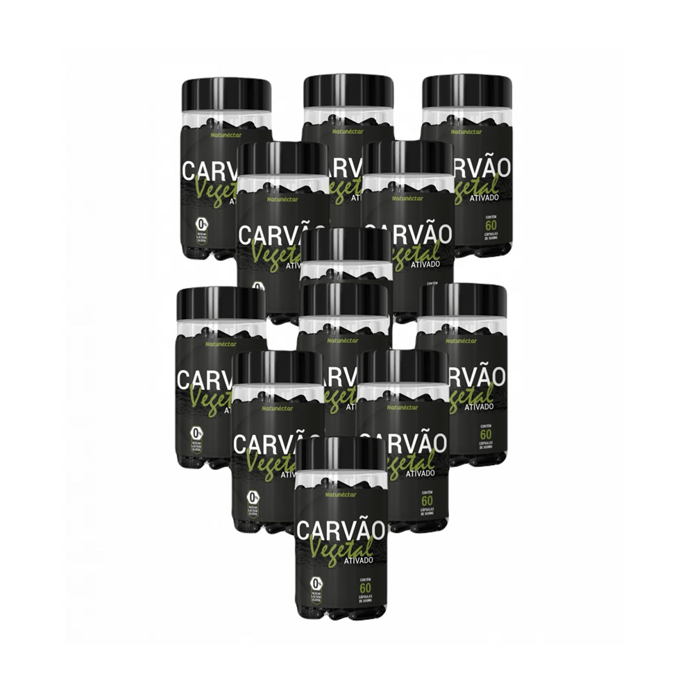 12x Carvão Vegetal Ativado Puro Natunéctar 60 Cápsulas