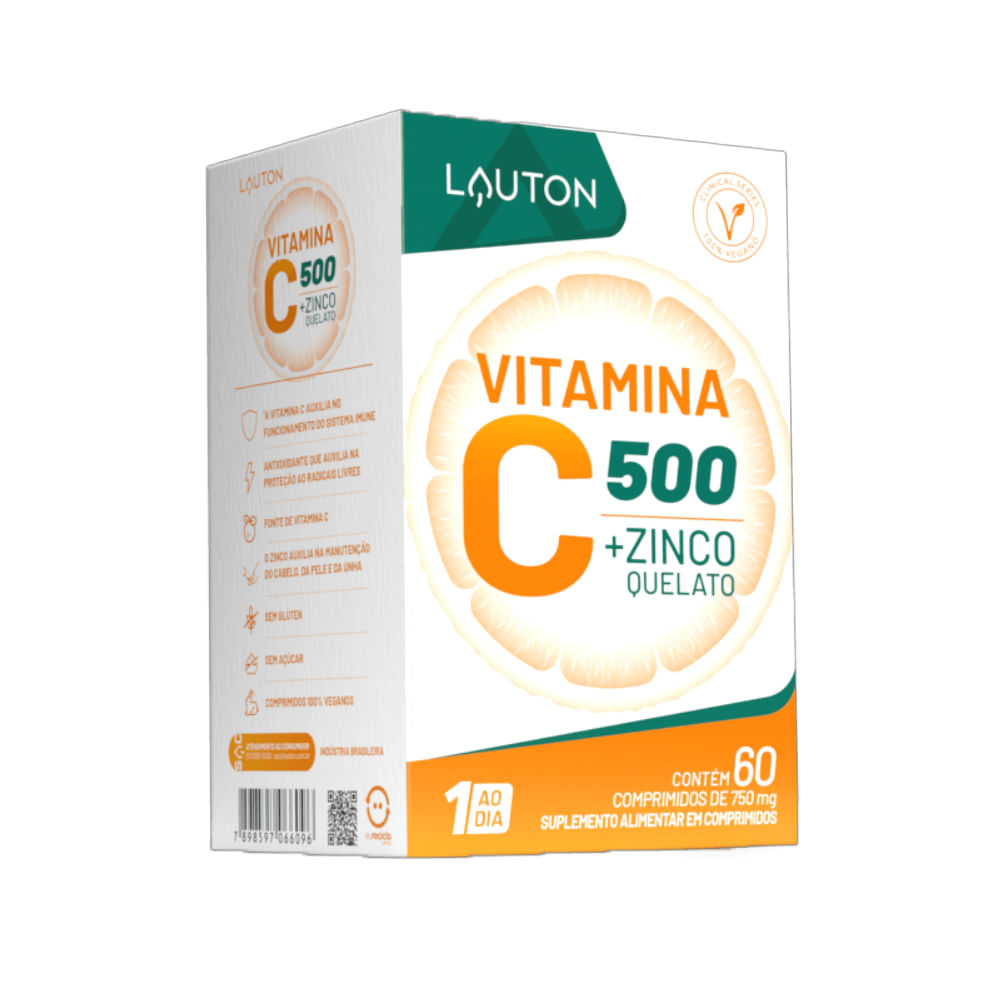 Vitamina C + Zinco 500mg 60 cápsulas