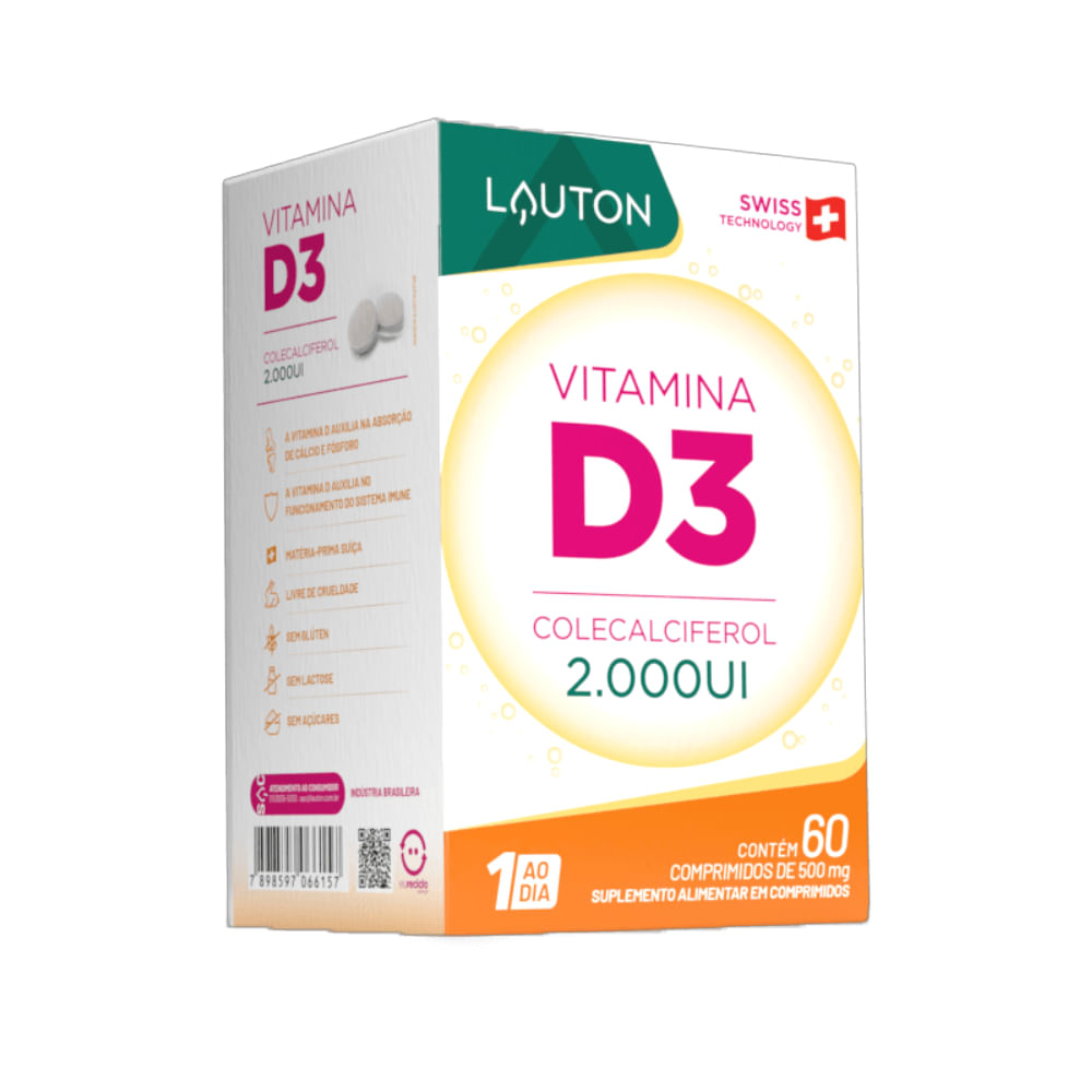 Vitamina D3 2.000UI 60 Comprimidos Lauton Nutrition