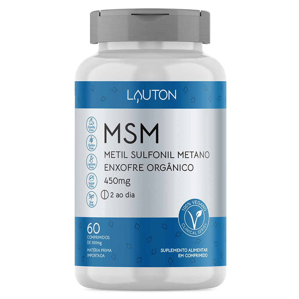 MSM (Enxofre Orgânico) Metil Sulfonil Metano 450mg 60 Cápsulas Lauton Nutrition
