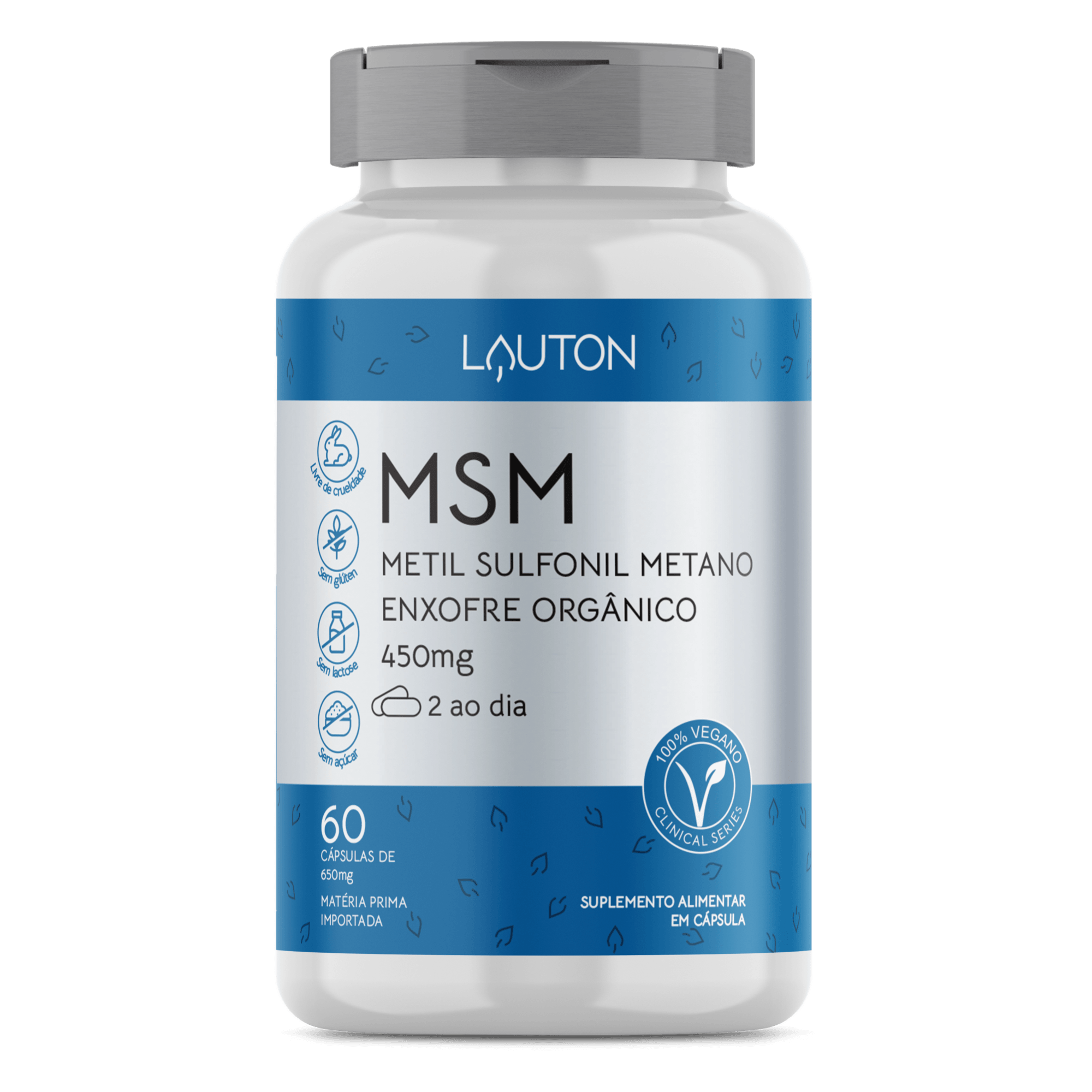 MSM (Enxofre Orgânico) Metil Sulfonil Metano 450mg 60 Cápsulas Lauton Nutrition