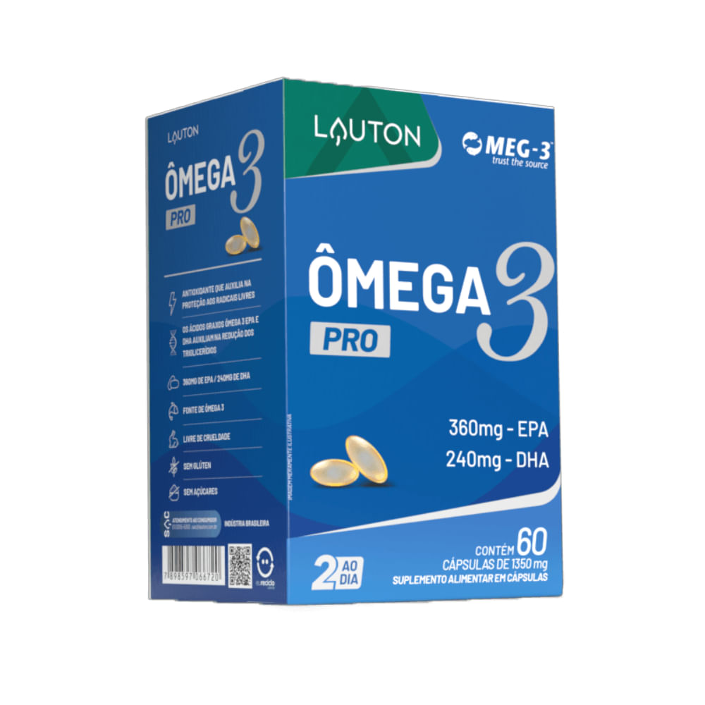 Ômega 3 PRO 360mg EPA 240mg DHA 60 Capsulas Lauton Nutrition