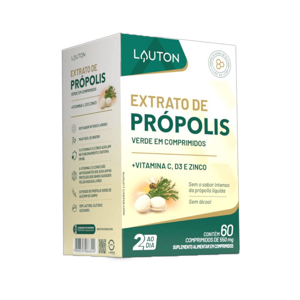 Extrato de Própolis Verde Liofilizado 60 comprimidos Lauton Nutrition