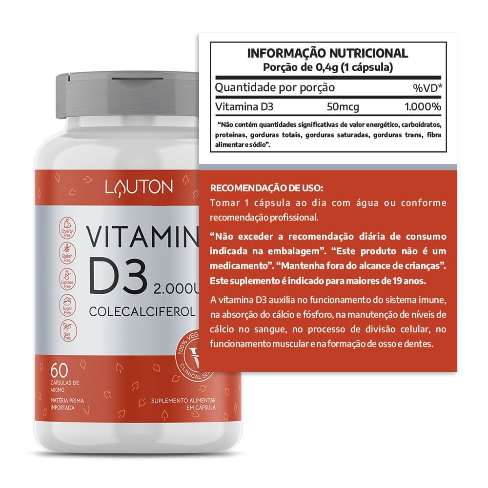 Kit com 2 Extratos de Própolis + 1 Vitamina D3 Lauton Nutrition 2000UI