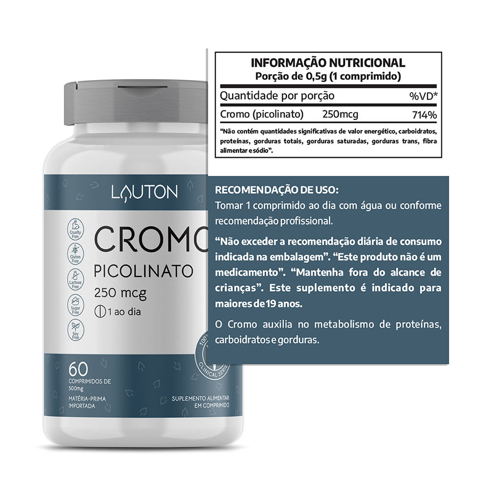 Cromo Picolinato 60 Comprimidos Lauton Nutrition 250mcg