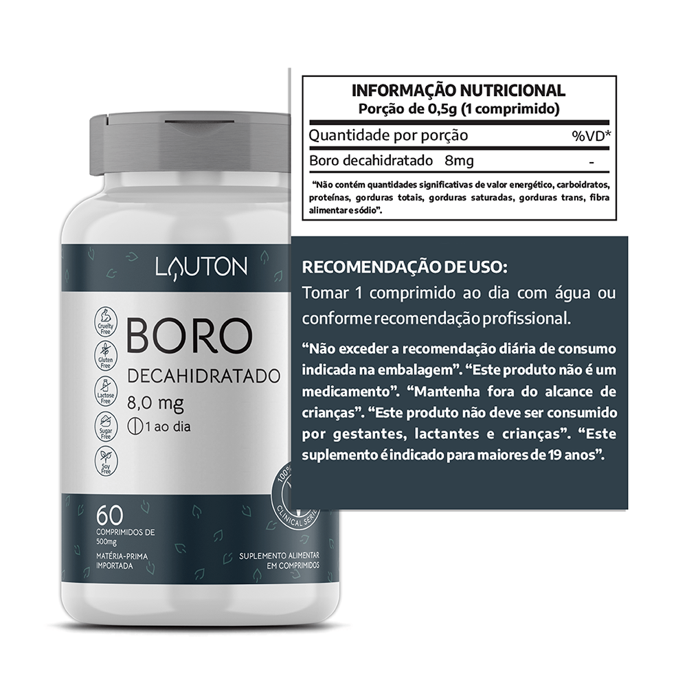 Boro Decahidratado 8,0mg 60 Comprimidos Lauton Nutrition