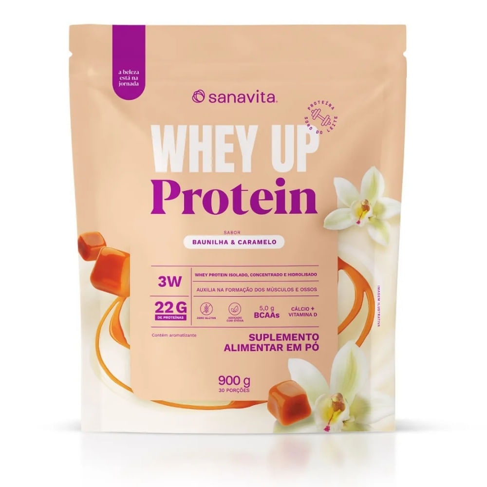 Whey Protein 3w + Bcaa Sabor Baunilha E Caramelo Sanavita 900g