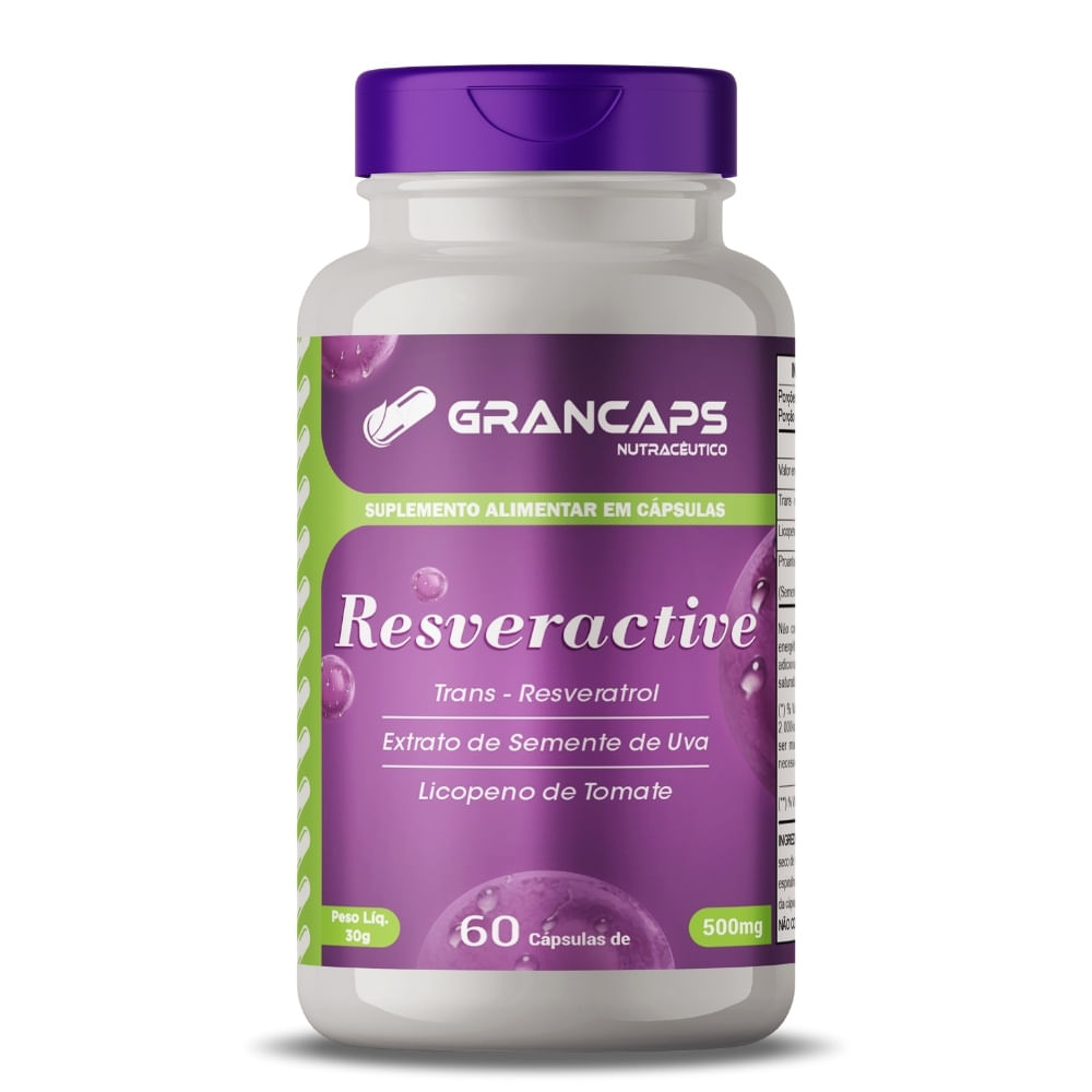 Resveratrol Com Licopeno 60 Cápsulas Grancaps 500mg