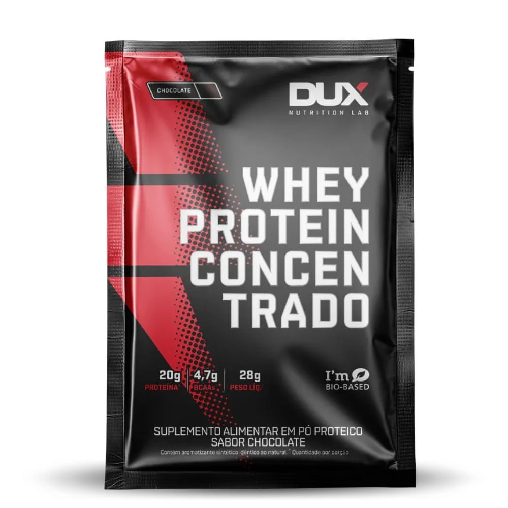 Sachê Whey Protein Concentrado Sabor Chocolate Branco Dux 30g